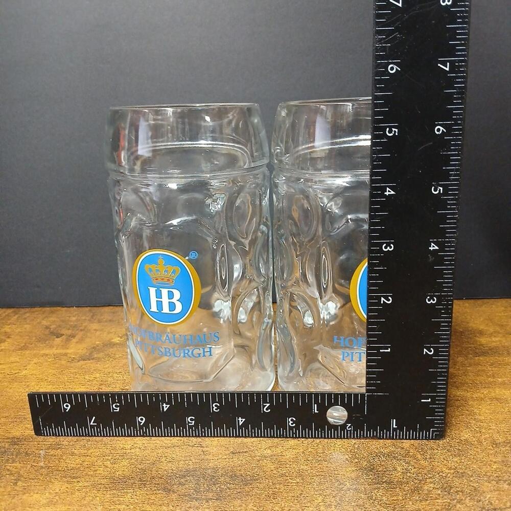 Lot of 2 HB Hofbrauhaus Munchen German 0.5L Glass Dimpled Beer Mug Stein - Picture 5 of 5